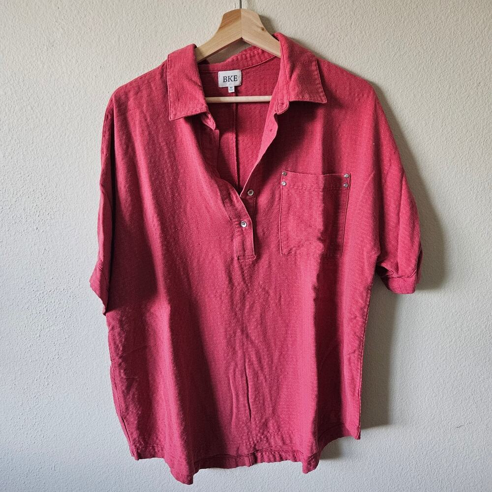 BKE Chest Pocket Henley Medium Holly Berry